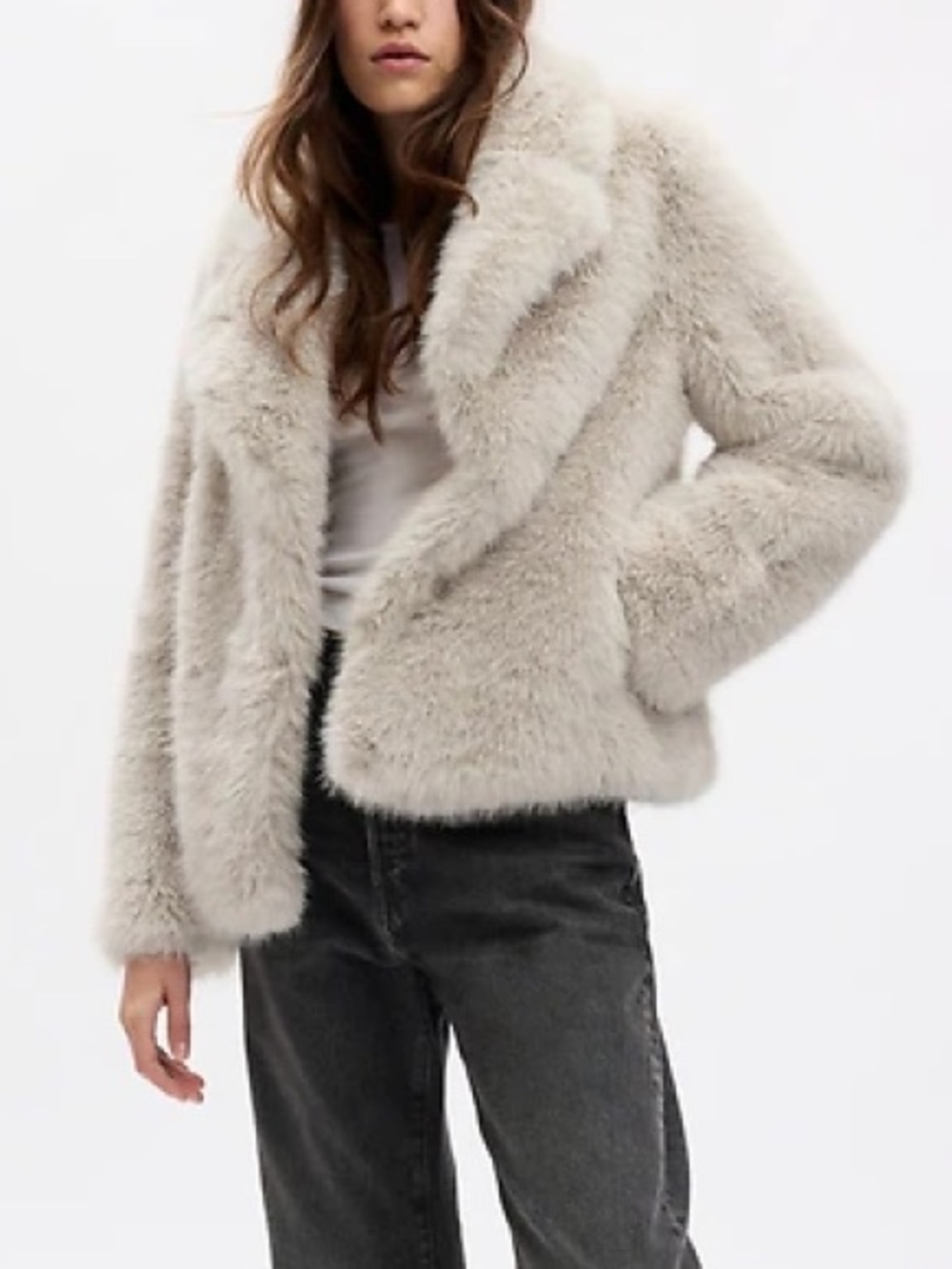Gap Faux Fur Grey Oversized Jacket NWT Size Medium